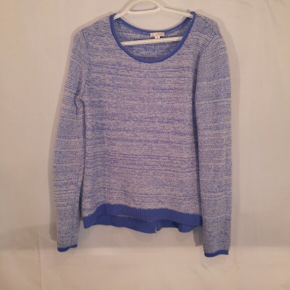 Gap Ladies Blue & White Long Sleeve Reverse Stitch Lightweight Sweater - Picture 1 of 7